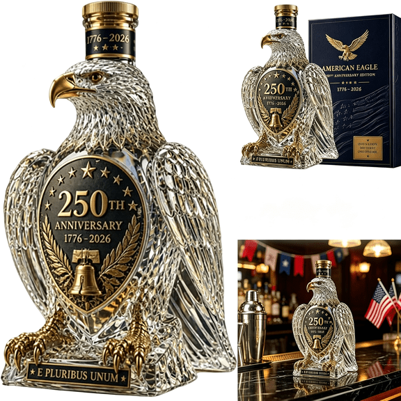 VENIRO 250Th Anniversary Whiskey Decanter 1776-2026 Usa Patriotic Eagle Whiskey Bottle Liberty Bell Emblem Usa 250Th Anniversary Commemorative Bottle Gift Veterans Dad History Lovers