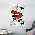 thumbnail image 1 of Vintage Airplane Tapestry, Illustration of Various Biplanes Nostalgic Antique Silhouettes Print, Wall Hanging for Bedroom Living Room Dorm Decor, 40W X 60L Inches, Red White Black, by Ambesonne, 1 of 2