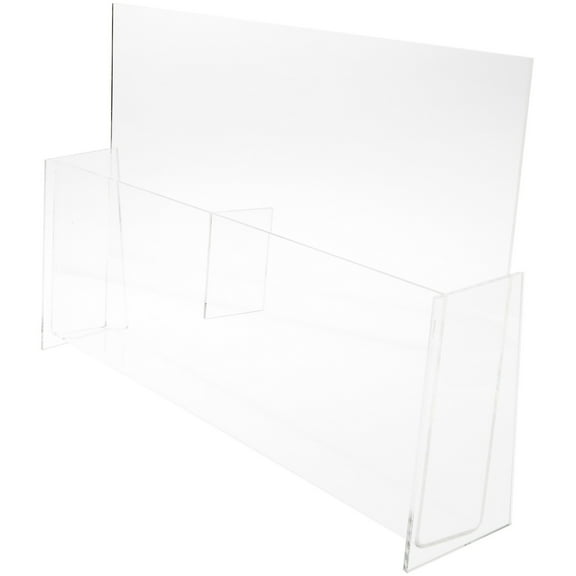 Plymor Clear Acrylic 2-Pocket Paper Literature Holder (Countertop), Fits 8.5" x 11" Documents