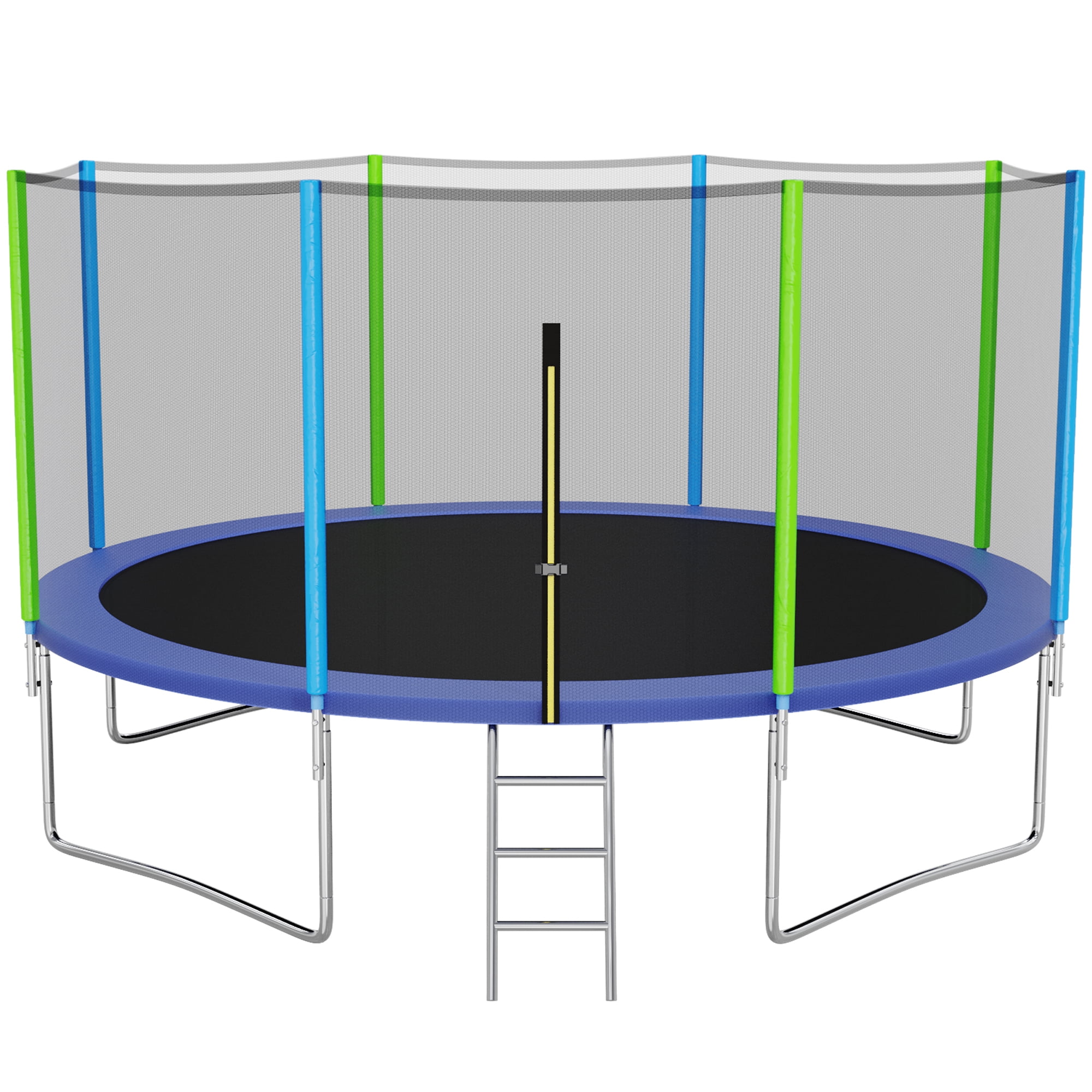 YORIN 1000LBS 12FT 14FT Trampoline for Kids Adults, Outdoor Trampoline with Safety Enclosure Net, Recreational with Ladder, Heavy Duty No Gap Design Trampoline for 5-6 Kids -