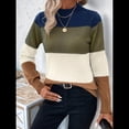 thumbnail image 4 of Suéteres de Bloque de Color para Mujer, Blusas de Larga con Cuello Alto, Suéter de Punto Holgado. Albaricoque L, 4 of 7