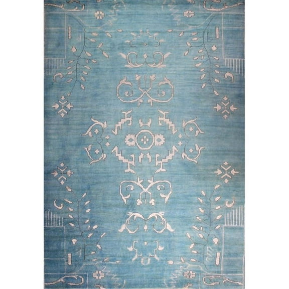 Emblem 02 2X3 Blue Knotted Wool Area Rug Allover