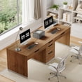 thumbnail image 4 of DreamCurship 78 inch Two Person Desk with 5 Drawers, Computer Desk with Storage for 2 People, Home Office Workstation Desk, Modern Writing Table, Brown, 4 of 7