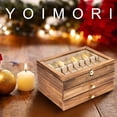thumbnail image 2 of Fine Silverware Box with Glass Lid Layer Wooden Silverware Chest with Drawer .×es Luxury Style Decor Flatware Storage Case for Home&Restaurant Idea (Walnut), 2 of 9