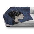 thumbnail image 3 of Wording Soft Flannel Fleece Throw Blanket, Portrait of Woman with Dark Hair and Moon Stars Dream Believer Words Feminine Art, Cozy Plush for Indoor and Outdoor Use, 70" x 90", Blue, by Ambesonne, 3 of 6
