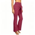 thumbnail image 6 of Women's Wrap Skirted Flared Leggings Stretchy High Waisted Bell Bottoms Running Yoga Lounge Pants, 6 of 8