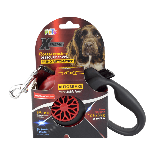 Fancy Pets Xtream Correa Retráctil de Seguridad Con Autobrake Tamaño Mediano para Perro