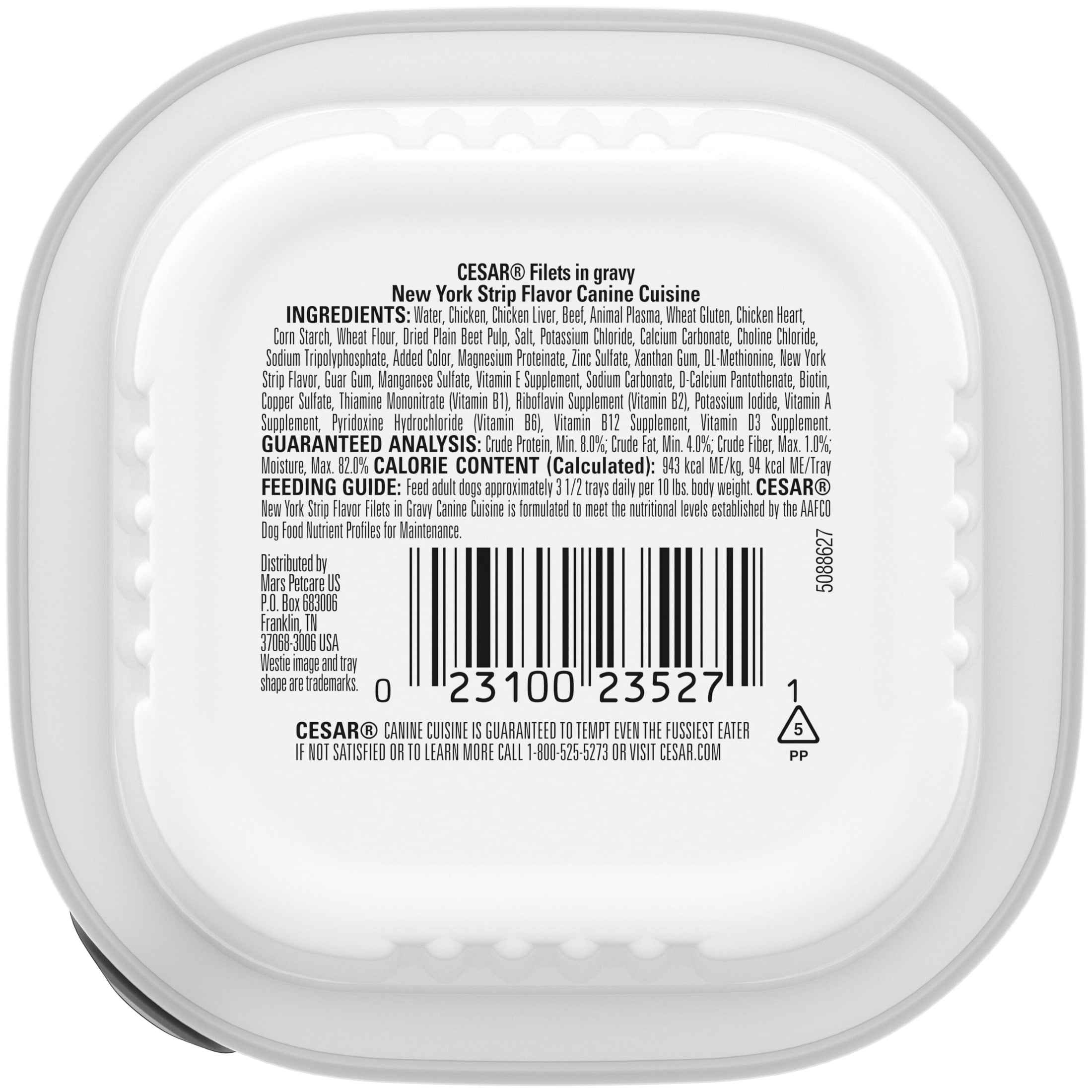 Cesar Filets in Gravy Wet Dog Food, New York Strip Flavor, 3.5 oz. Trays, Pack of 24