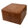 thumbnail image 1 of Kailey Mid-Century Modern Square Genuine Leather 27.5" Ottoman in Tan, 1 of 6