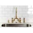 thumbnail image 3 of Kingston Brass KS7797AXBS English Country Bridge Kitchen Faucet with Brass Side Sprayer, Brushed Brass, 3 of 8
