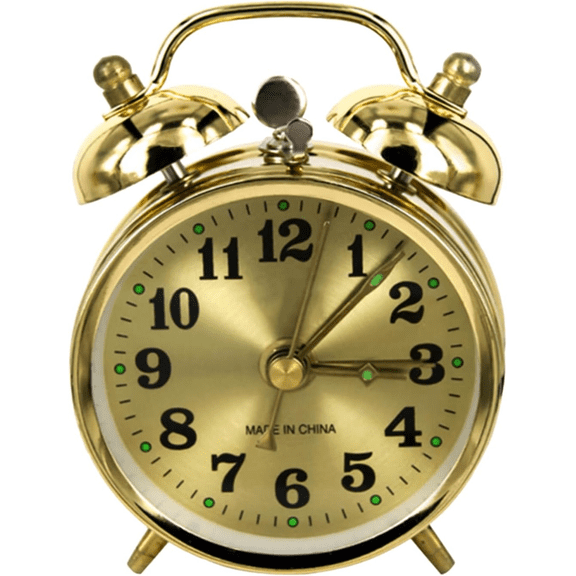 Vintage Alarm Clock, Loud Volume Manual Wind-Up Bell Mechanical Clock, Gold