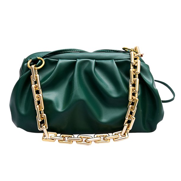 Bolsos de hombro con cadena para mujer Bolso de embrague de fiesta en la nube de cuero PU (Verde) Likrtyny Para estrenar