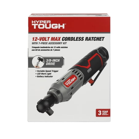 HYPER TOUGH 12V RATCHET WRENCH WITH 7-PIECE SOCKET SET, HOLIDAY GIFT