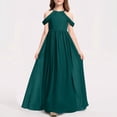 thumbnail image 5 of Fesfesfes Girl's Long Maxi Performance Dress Solid Color Breathable A-Line Dresses for Kids,Elegant Casual Holiday Dress,Princess Style Flared Dress(Khaki,6-7 Years), 5 of 5