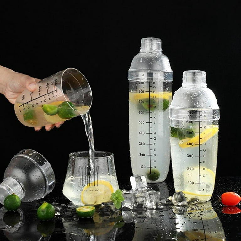 BE-TOOL Cocktail Shaker with Scale AS Plastic Wine Beverage Mixer Wine  Drink Shaker Cup Bar Cocktails Fruit Tea Making Transparent 1000ML