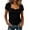 Black-1, variant on Womens Short Sleeve Tops Sweetheart Neckline Square Neck Sexy Going Out Top Double Lined Pleated Bustier Shirt