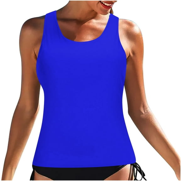 Otvok Blouson Tankini Swimsuits for Women 2 Piece Bathing Suits with Boyshorts Modest Tummy Control Swimwear L Blue