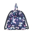 thumbnail image 1 of Basketball Yoga Bag Drawstring Folding Backpack Nylon for Travel (Small Flowers), 1 of 6