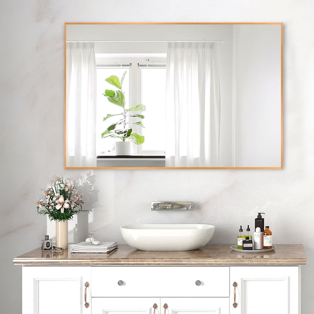 NeuType Wall Mounted Mirror Rectangle Gold 36"x24"