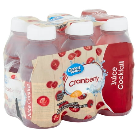 Great Value Cranberry Juice Cocktail, 10 Fl. Oz., 6