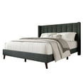 thumbnail image 4 of Home Design Cranston Queen Upholstered Panel Bed with Wingback Headboard and Vertical Channel Tufting, Charcoal Gray, Easy Assembly, 4 of 5