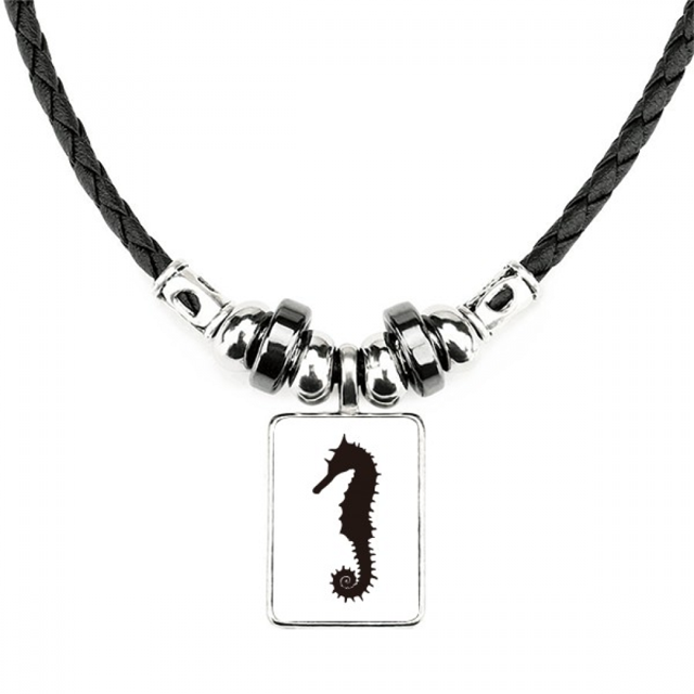negro patron de hipocampo de la vida marina collar a mano colgante de cuerda de cuero Unbranded M