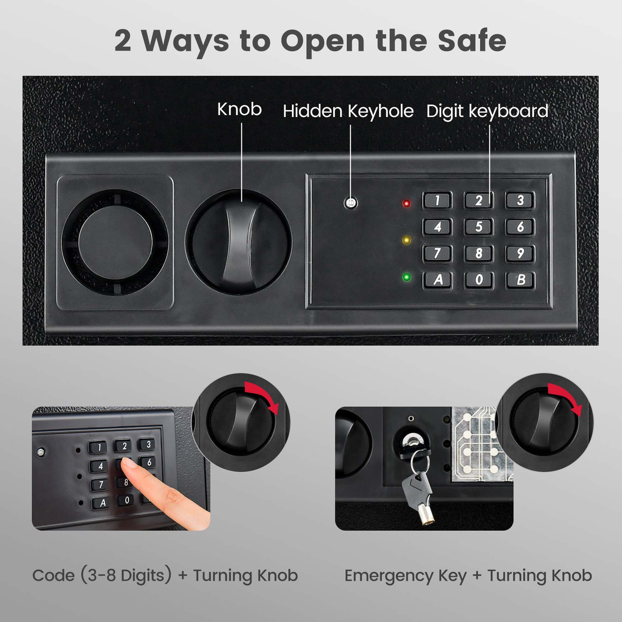 Costway Digital Flat Recessed Wall Safe Home Security Lock, Black