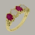 thumbnail image 2 of LBG British Made 10k Yellow Gold Natural Ruby & Opal Womens Eternity Ring - 33 size options - Size 6, 2 of 8