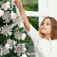 thumbnail image 3 of 36 Pack Plastic Snowflake Ornaments Christmas Winter Decorations, Hanging Snowflake Decorations for Winter Wonderland Christmas Tree, Rose gold, 3 of 7