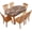Wooden Floor, variant on Spring Leaf Oval Elastic Fitted Tablecloth, Floral Sage Green Leaves Elastic Edged Polyester Wipeable Table Cloths, Indoor Holiday Family Banquet and Outdoor Patio Use, Fits for 42" x 60" Oval Table