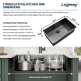 thumbnail image 6 of 33 in. Undermount Single Bowl 18 Gauge Gunmetal Black Stainless Steel Kitchen Sink with Black Drain, 6 of 9