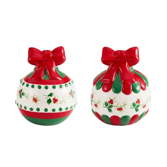 Pfaltzgraff Winterberry Dolomite Ornaments Salt and Pepper Shaker Set