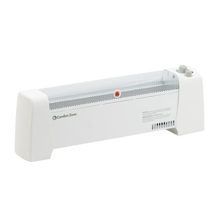 Comfort Zone 1,500-Watt Convection Baseboard Heater with Silent Operation, White