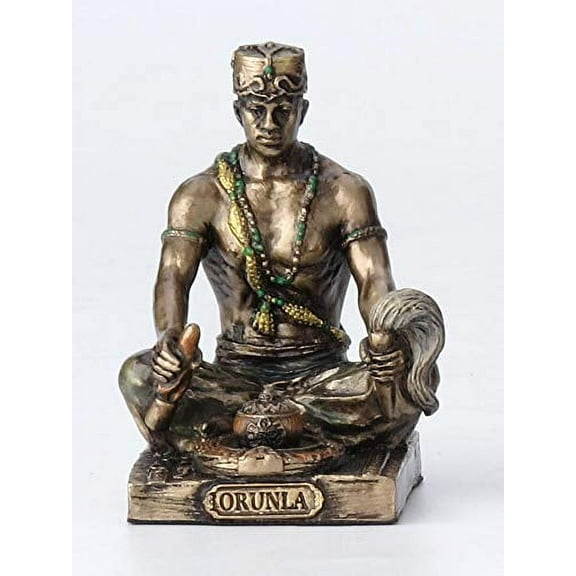 Unicorn Studio Orunla Santeria Orisha God of Wisdom, Destiny and Prophecy Cast Resin Hand Painted Antique Bronze Finish Statue Home Decor, 2 1/2 Inch (WU77669AP)