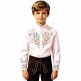 thumbnail image 3 of Kiijoy Boys Western Long Sleeve Cowboy Shirt Casual Button Down Shirt Top, Pink, 13-14 Years, 3 of 3