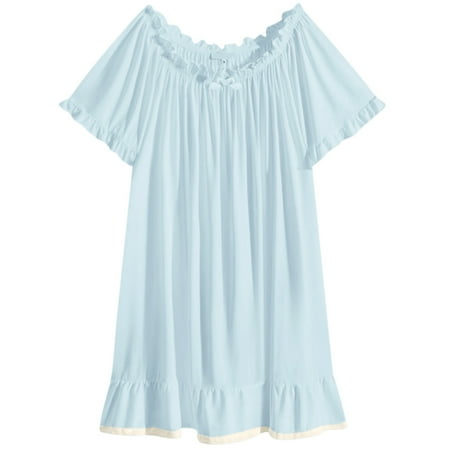 GHSOHS Robes for Women Bathrobe Nighties for Women Ladies Fashion Loose Court Cute Solid Color Pajamas Home Dress Nightdress Sleepwear Sleepshirt Robe Nightgown Homewear Lingerie