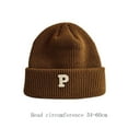 thumbnail image 2 of Fashion Casual P-letter Woolen Yarn Men Knitting Cap Hat Cuff Knit Beanie Fleece Warm Knitted Hat Winter Warm BLACK, 2 of 8