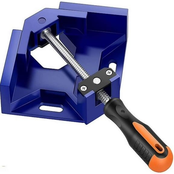 Single Handle 90 Degree Right Angle Clamp - Adjustable Aluminium Alloy Quick Grip Corner Clip Clamp Tool for Woodworking, Welding, Photo Frame and Other Projects - Blue (Pack of 1)