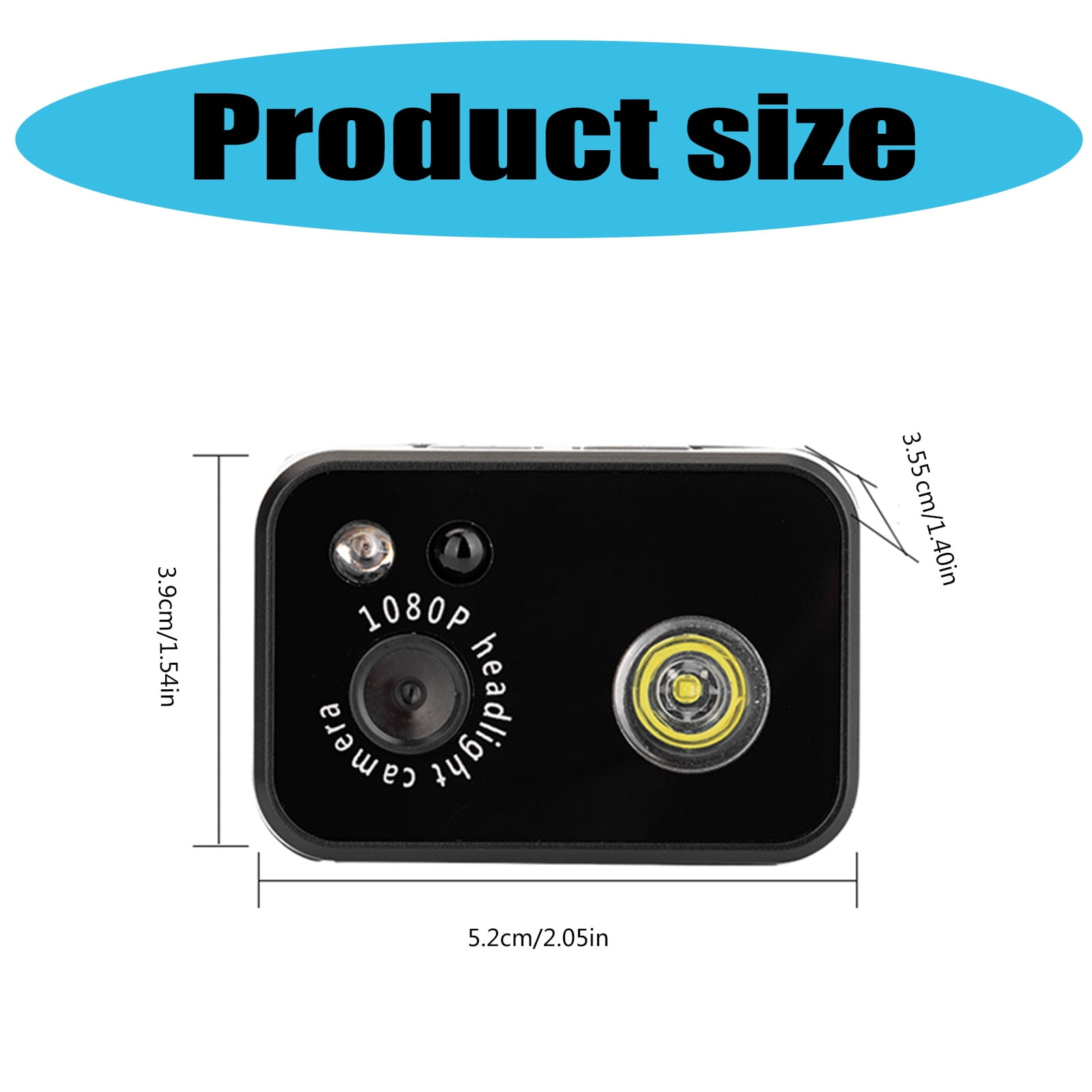 Night Adventure Headlamp Camera 2MP Lens 1080P Video Recorder Action Camera Smartly Sensings Switching 3W LED, 1000mAh