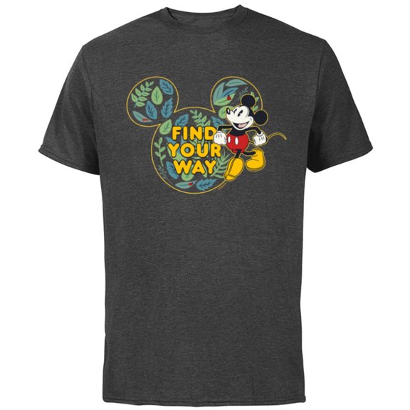 Disney Mickey Mouse Find Your Way Botanical Garden Spring - Short Sleeve Cotton T-Shirt for Adults - Customized-Charcoal