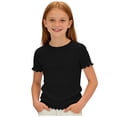 thumbnail image 2 of Cethrio Girls T Shirts, Knitted Short Sleeve School Crew Neck Kids Summer Tees Tops Black Size 10-12, 2 of 7