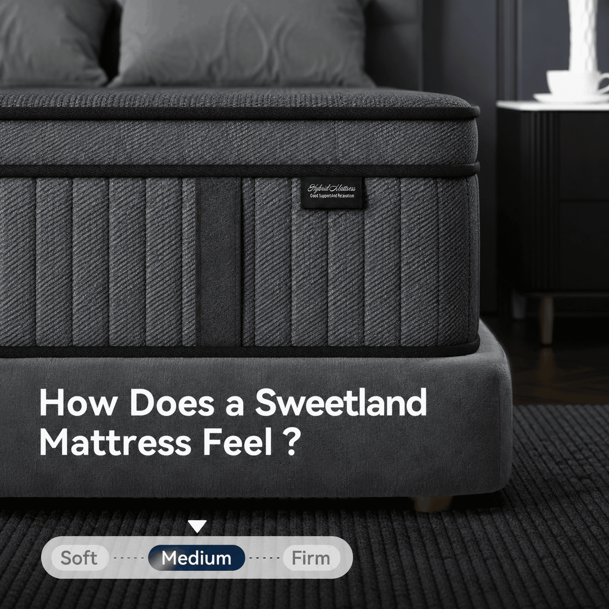 Sweetland 12" Queen Mattress in a Box, Hybrid Memory Foam with Individually Pocketed Coils, Medium Firm Pressure Relief