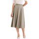 thumbnail image 1 of Falda A-Line de Mujer Inspire Chic, Cintura Alta, Midi, Acampanada, Plisada, Color Beige para Oficina, 1 of 6