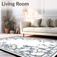 thumbnail image 2 of ODIKA 6'x9' Machine Washable Non-Slip Area Rug, Chic Black with Decorative Floral Motif for Entryways High Traffic Rug, White, 61499, 2 of 7