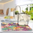 thumbnail image 5 of FREEAMG Japanese Patterns Classical Flower Dish Drying Mat for Kitchen Counter,Super Quick Absorbent Composite Sponge Dish Drying Pad,Heat Resistant Non-Slip Rack Tableware Mat, 18"x 24", 5 of 7
