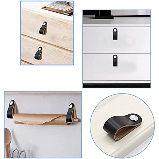 Manija de cuero ShuxiuWang para gabinete 6.8 * 2.5 cm negro 2 piezas
