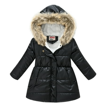 

CBFMeerr Girls Hooded Jackets Kids Warm and Comfy Glossy Puffer Outerwear Toddler Fall Winter Cotton Thickened Coat for 3-12 Years old