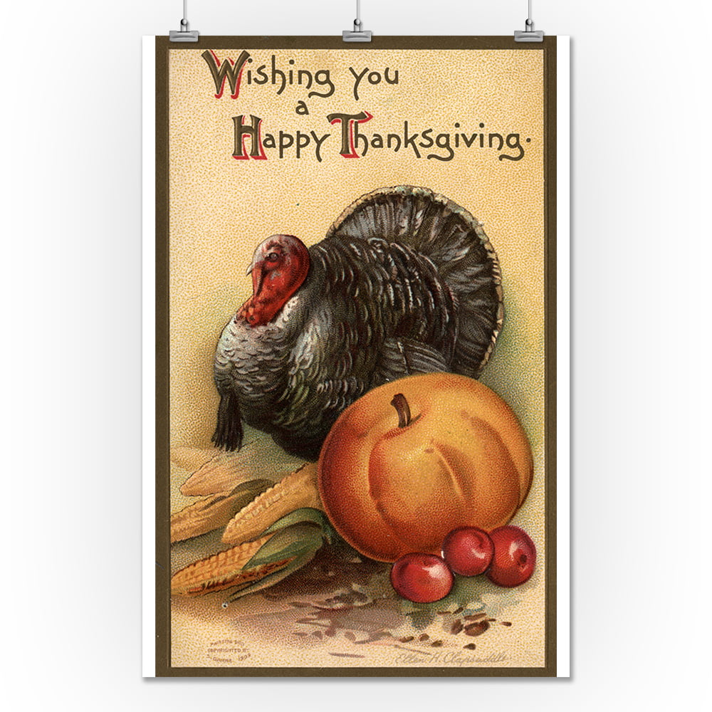 Thanksgiving Turkey With Holiday No Art Print Home Decor Wall Art Poster