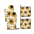 thumbnail image 7 of XMXT Heat Resistant Oven Mitts and Pot Holders Sets, Seamless Sunflower Flower Print Oven Mitt Hot Pads Kitchen Cooking BBQ Gloves, 4 Pcs, 7 of 7