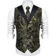 thumbnail image 4 of Kilaqueen Suit Vest for Mens Medieval Punk Paisley Victorian Costume V-Neck Single-Breasted Slim Fit Waistcoat Tie Set for Wedding Prom Party and Business, 4 of 5